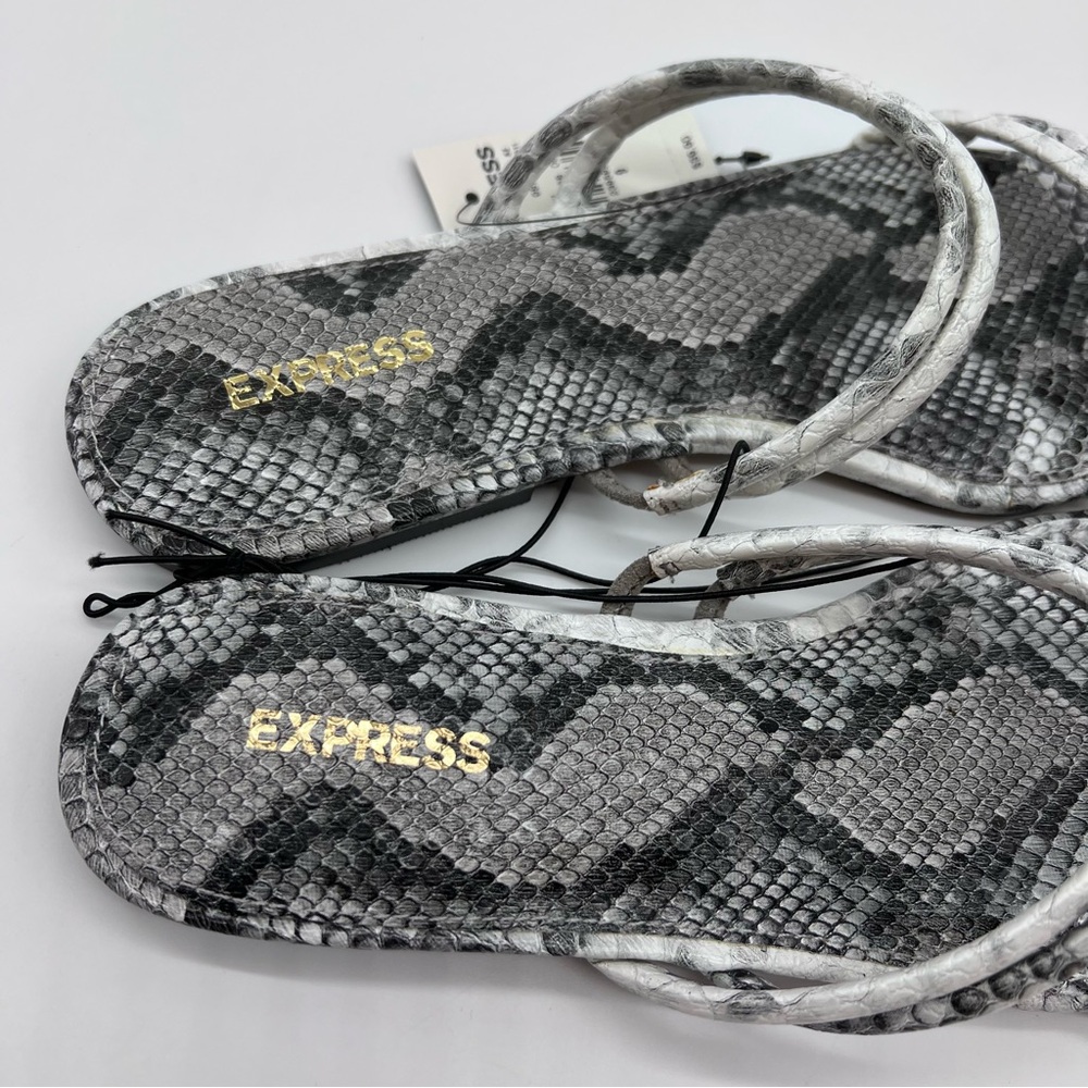 Express Women's Vegan Leather Black and Gray Snake Pattern Sandals-Size 9 - Picture 5 of 12